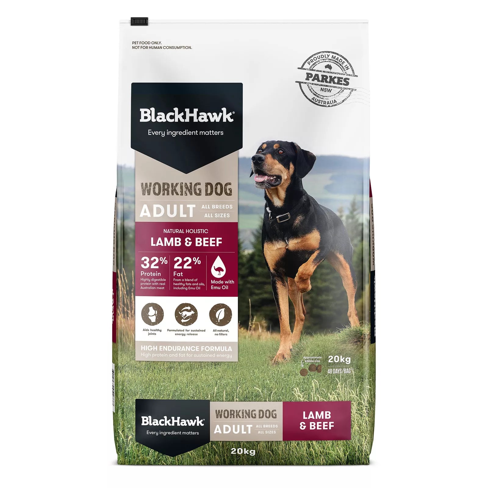 Blackhawk Working Dog Lamb/Beef 20kg **