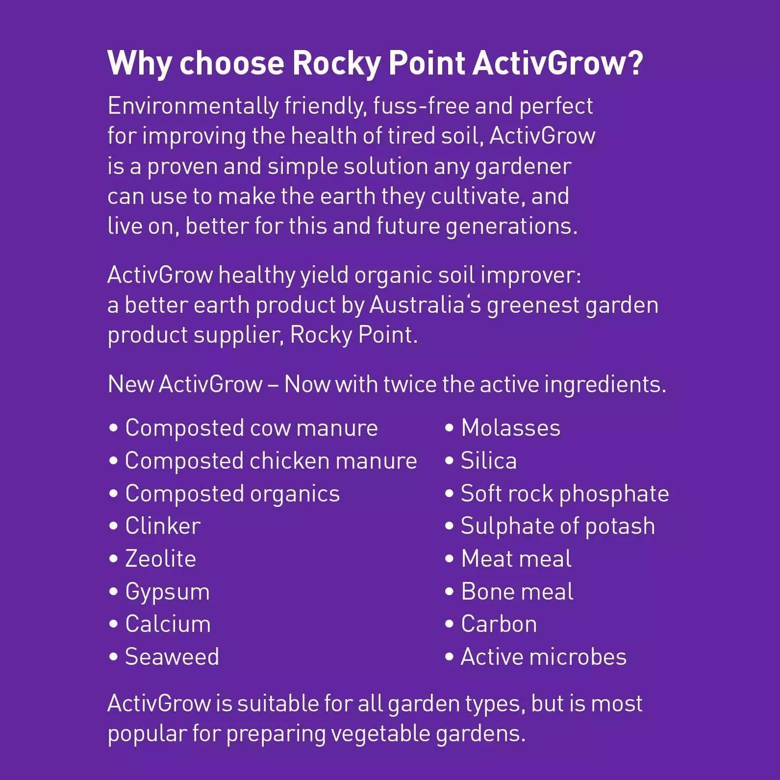 Rocky Point ActivGrow 30lt (Syd/Tam)*