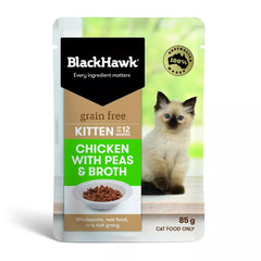 Blackhawk Kitten Ckn/Pea/Broth 12 x 85g*