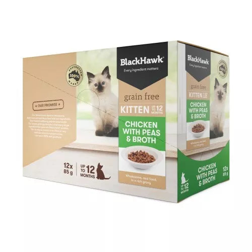 Blackhawk Kitten Ckn/Pea/Broth 12 x 85g*