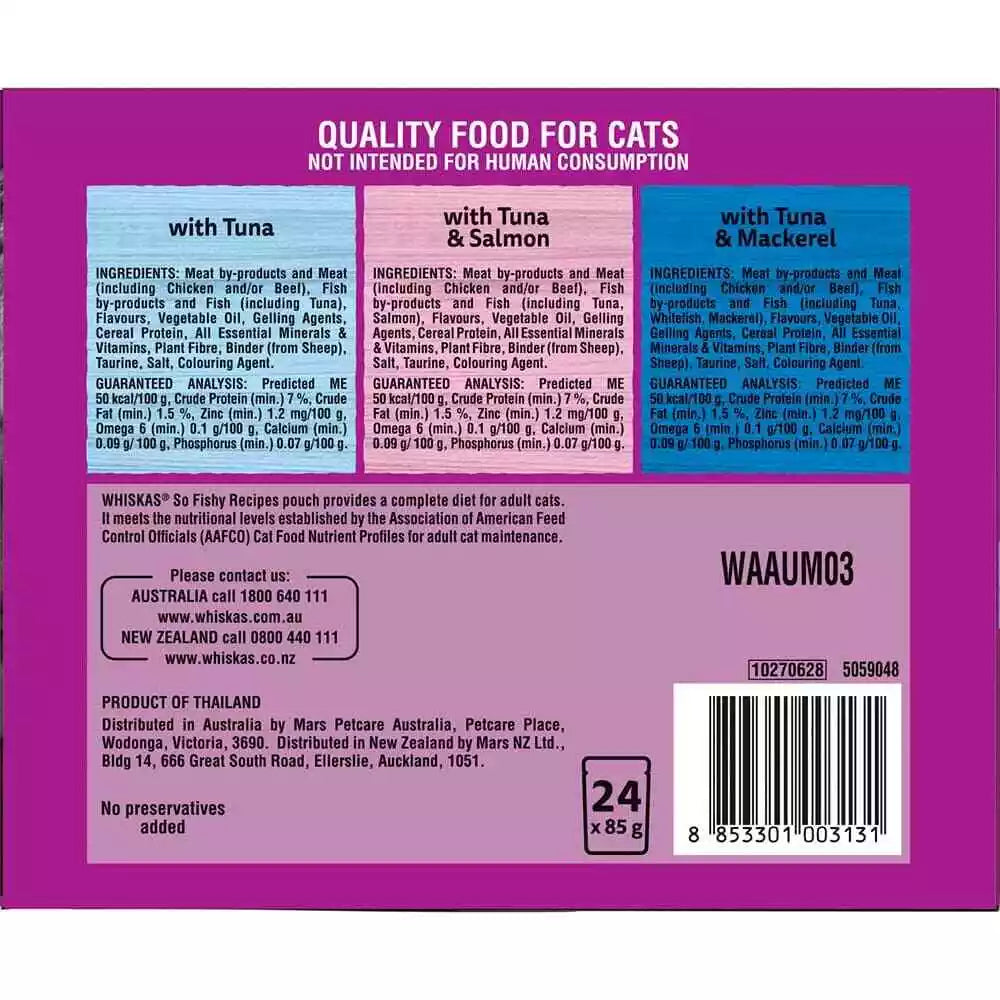 Whiskas Singles Pouch So Fishy 24x85gm *